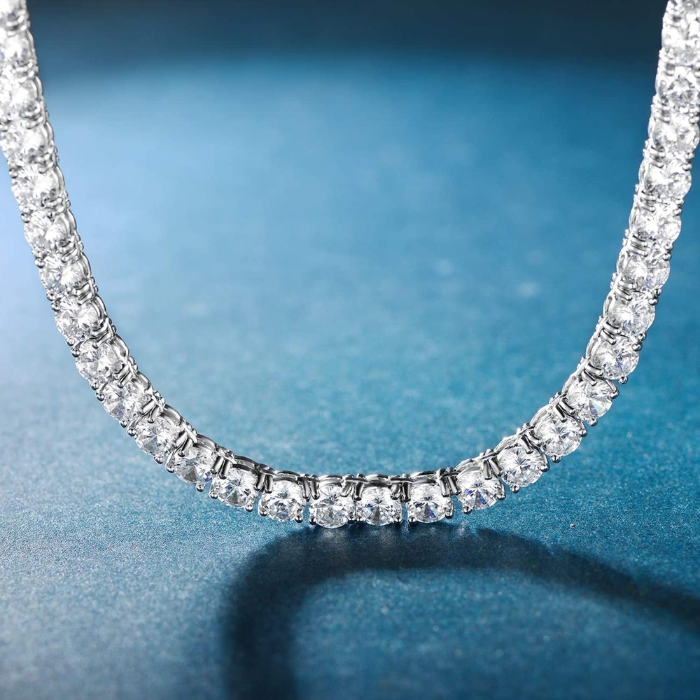 Classic White Cubic Zirconia Tennis Necklace - Women Jewelry
